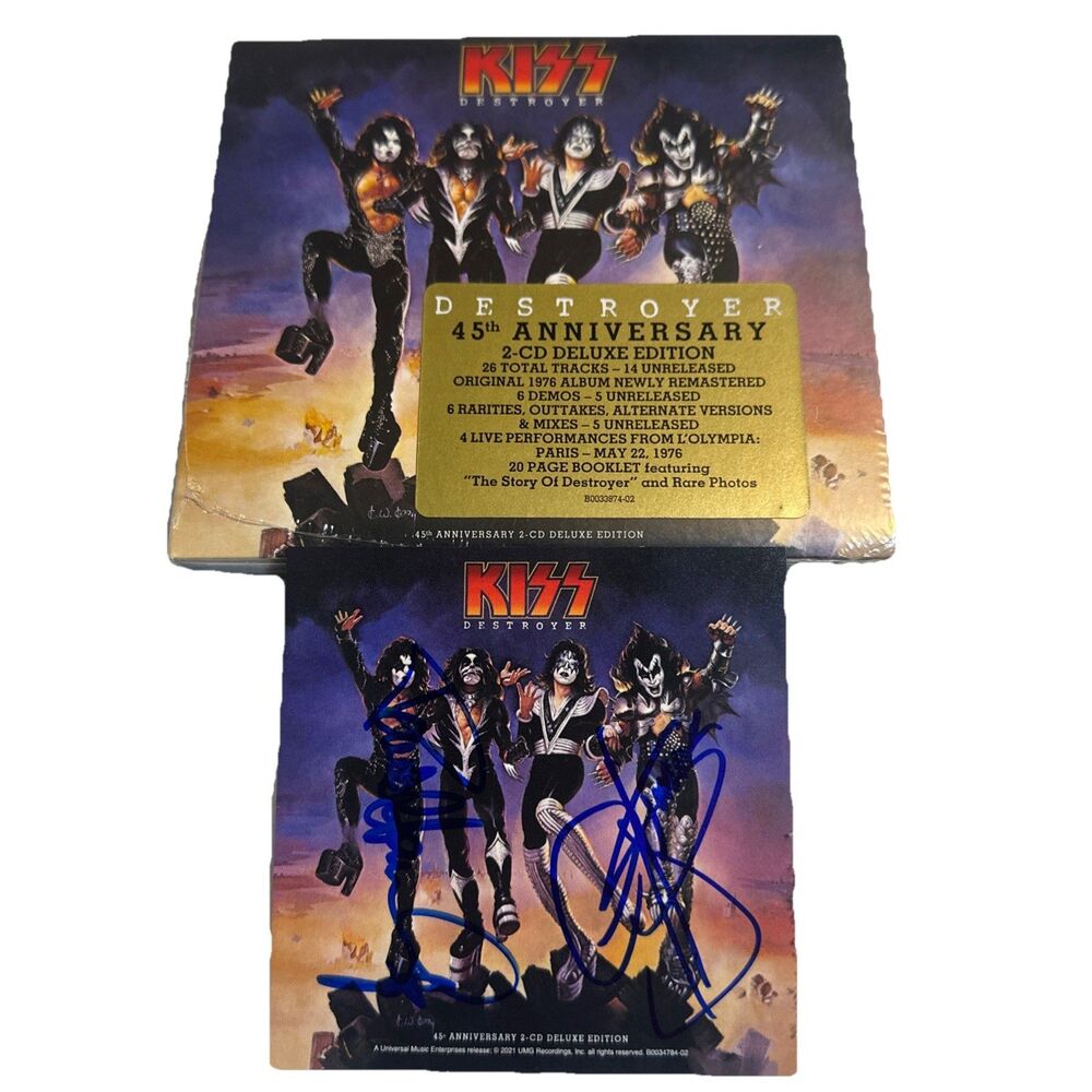 KISS Gene Simmons Paul Stanley Destroyer 45th Anniv Deluxe CD W/ Signed Art Card
